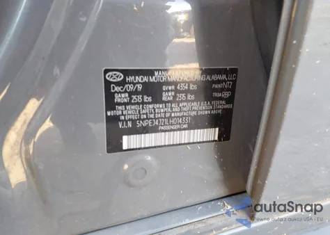 2020 Hyundai Sonata Sel Plus из США, поврежденный, VIN 5NPEJ4J21LH014331